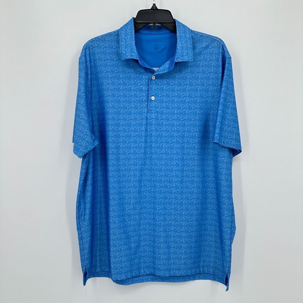 Hickey Freeman Golf Polo Shirt Mens L Blue Stretch Athleisure Casual Travel